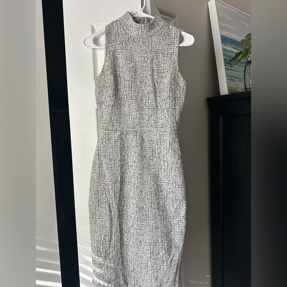 Express Black and White Textured Midi Dress